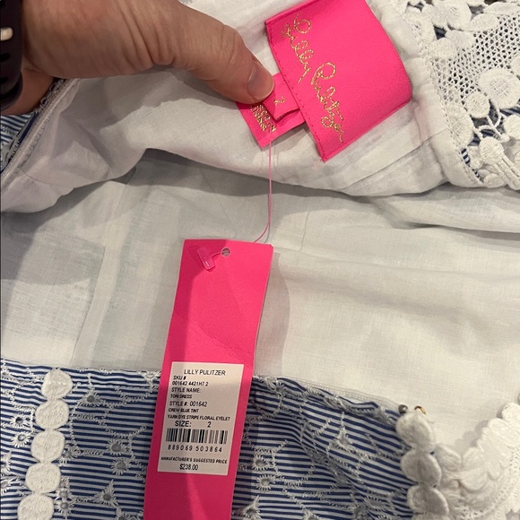 Lilly Pulitzer Tori Dress in Yarn Dye Stripe Floral Eyelet - Picture 3 of 4